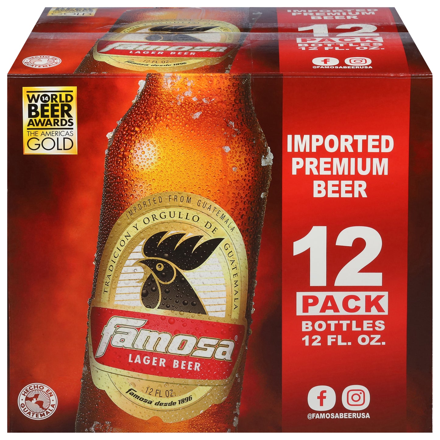 Cerveza Famosa Lager, paquete de 12 botellas de 12 onzas líquidas (355 ml)