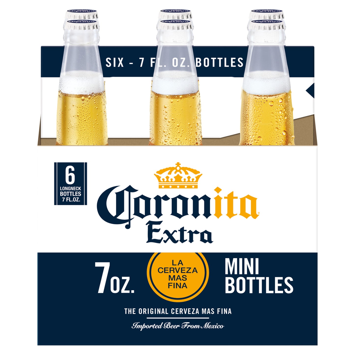 Cerveza Corona Extra Coronita Mexican Lager, paquete de 6 botellas de 207 ml (7 oz líq.), 4.6% de alcohol por volumen.