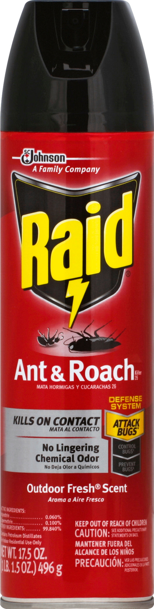 Raid Insecticida para Hormigas y Cucarachas 500 g - Aroma Fresco para Exteriores