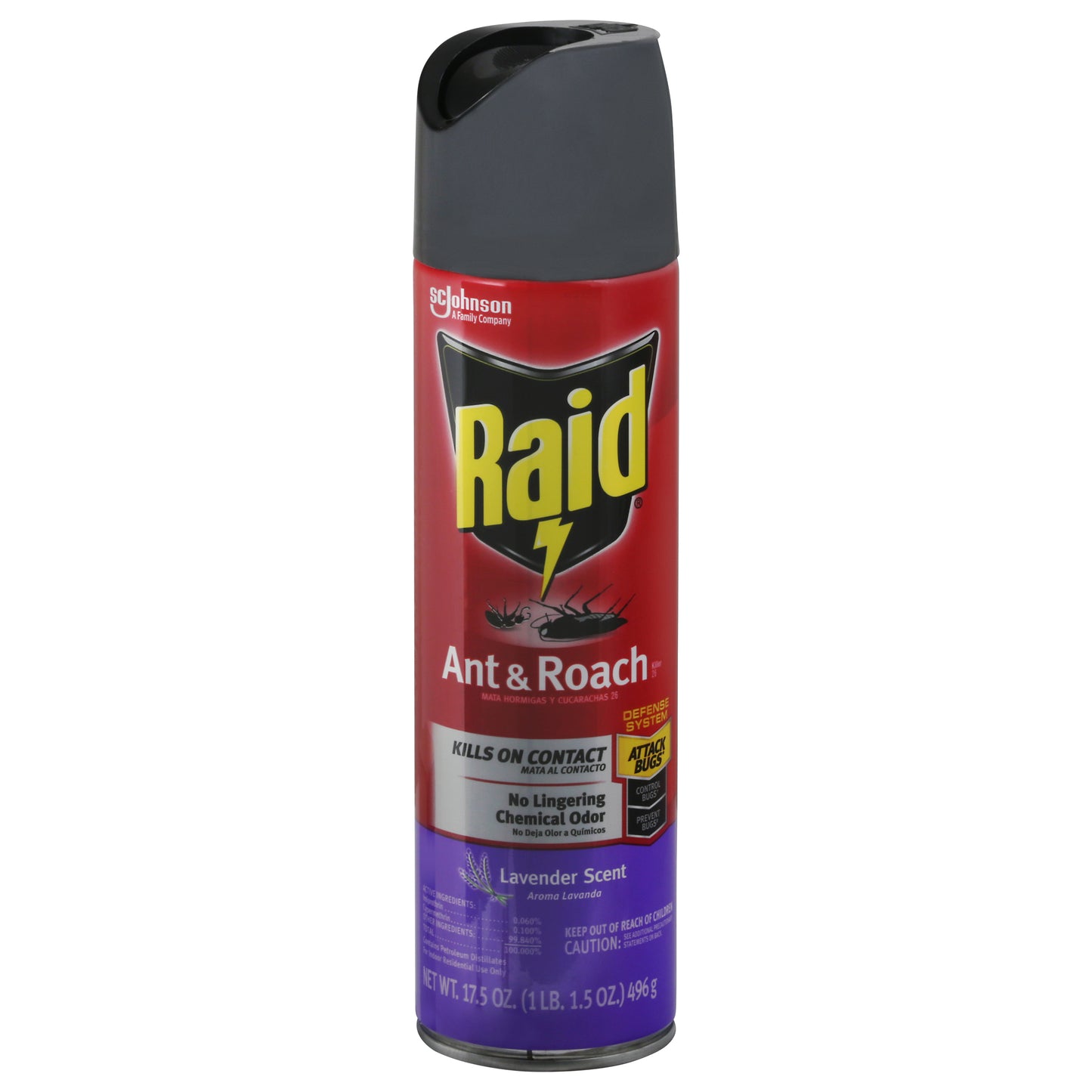 Raid, insecticida para hormigas y cucarachas con aroma a lavanda, 500 g