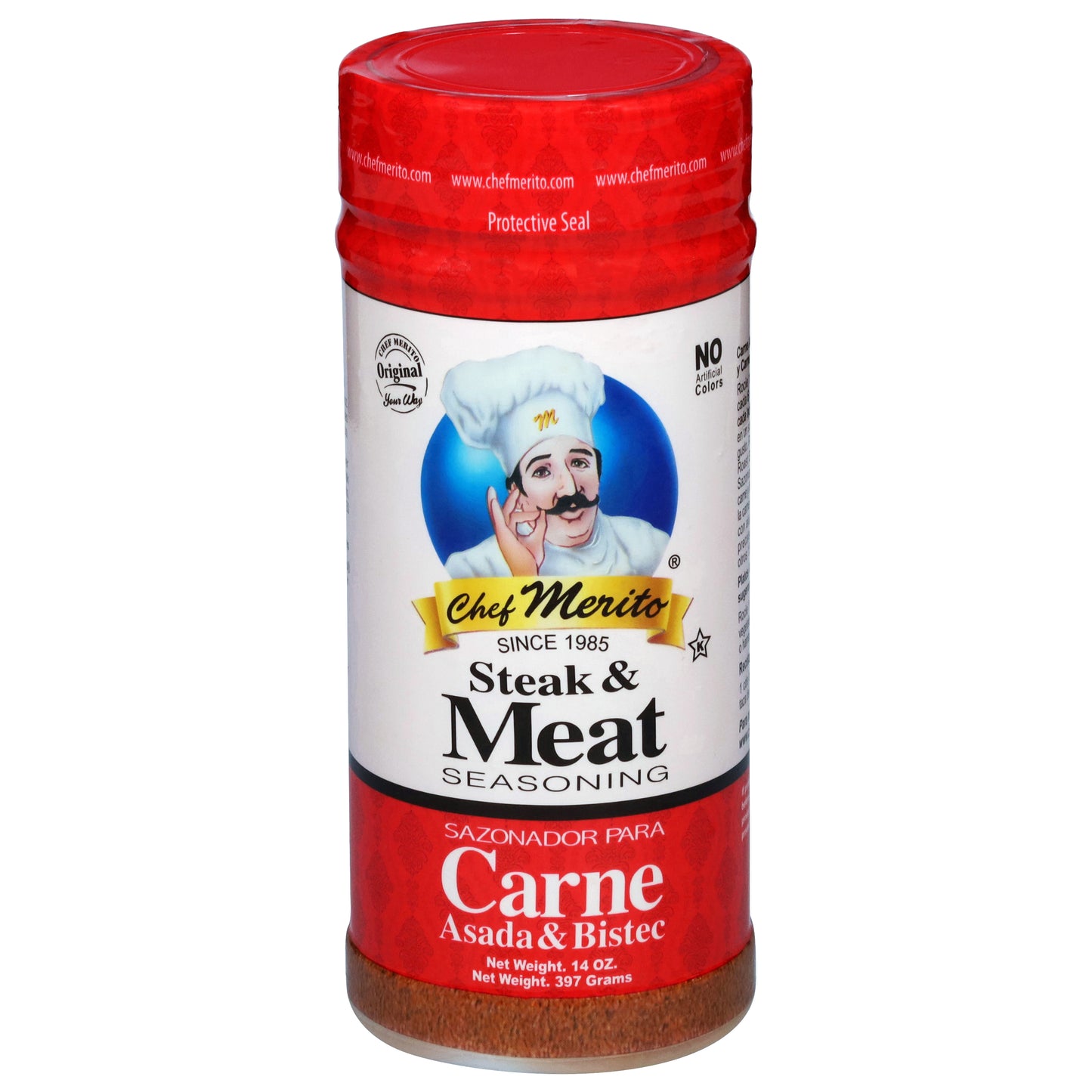 Condimento para carne y bistec Chef Merito de 14 onzas