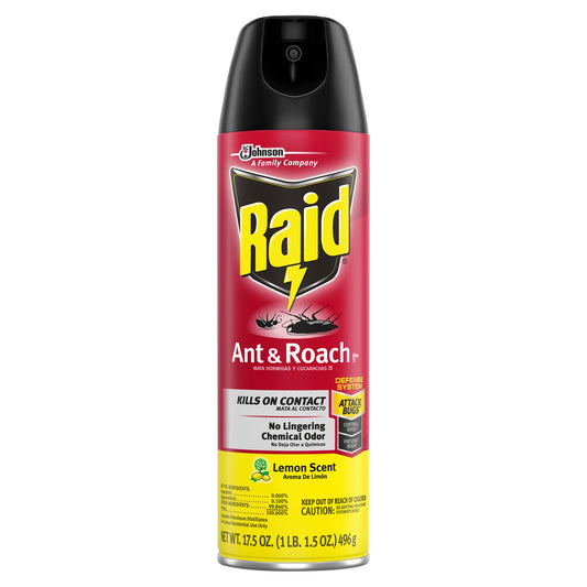 Raid Insecticida para hormigas y cucarachas con aroma a limón, 26 unidades, 500 g