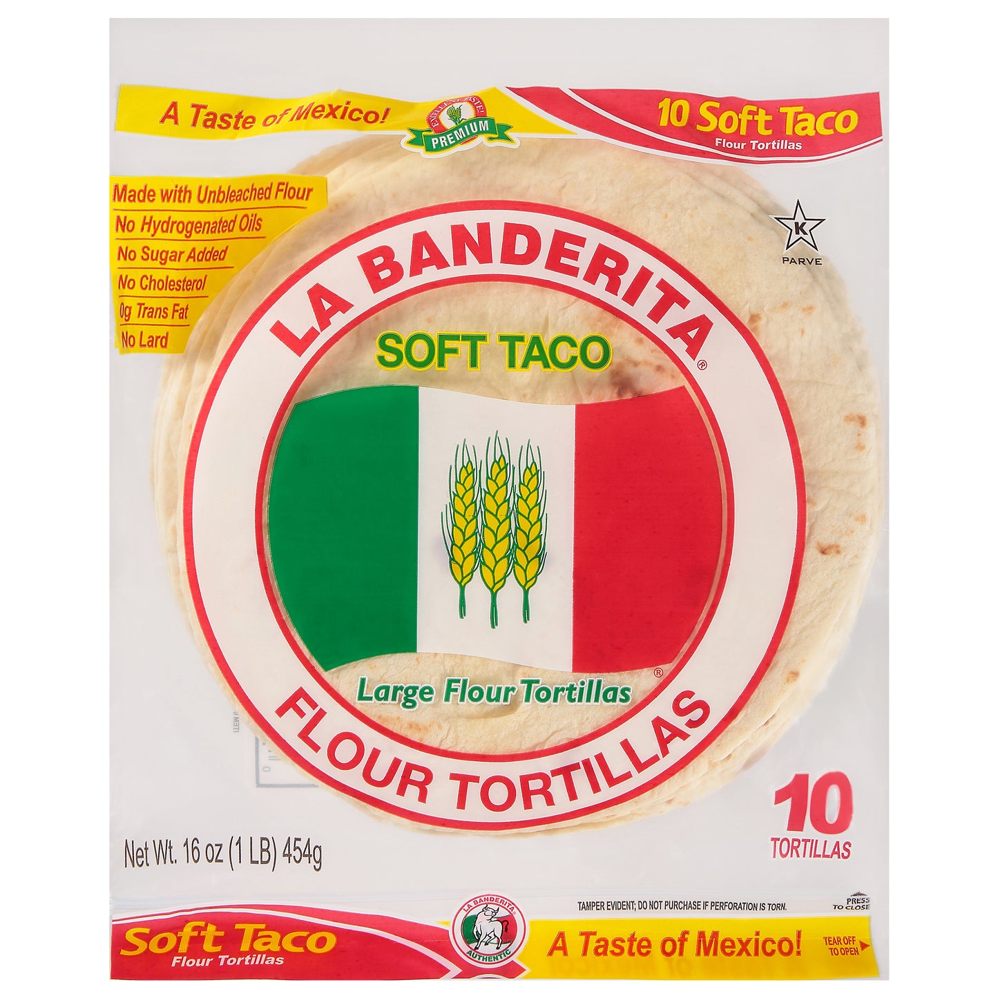 Tortillas de harina para tacos suaves y grandes La Banderita 10 unidades