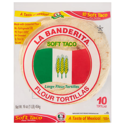 Tortillas de harina para tacos suaves y grandes La Banderita 10 unidades