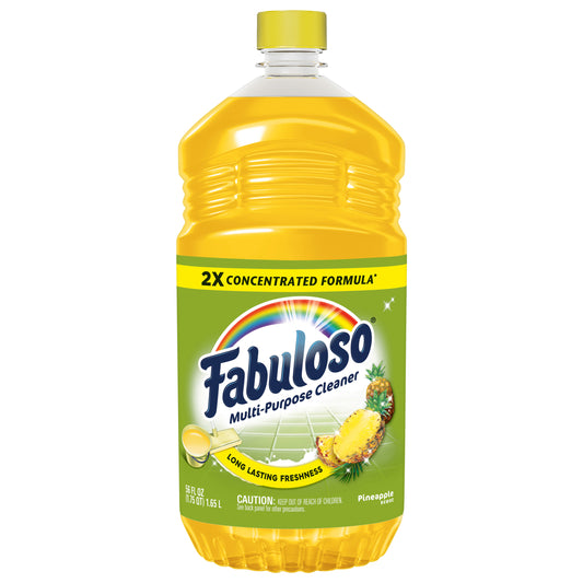 Fabuloso 2X Multi-Purpose Cleaner, No Rinse Floor Cleaner, Long-Lasting Freshness, Pineapple Scent, 56 fl Oz.