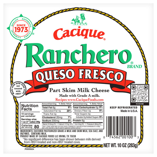 Queso Fresco Cacique® Ranchero® Queso Leche SemiDescremada 10 oz