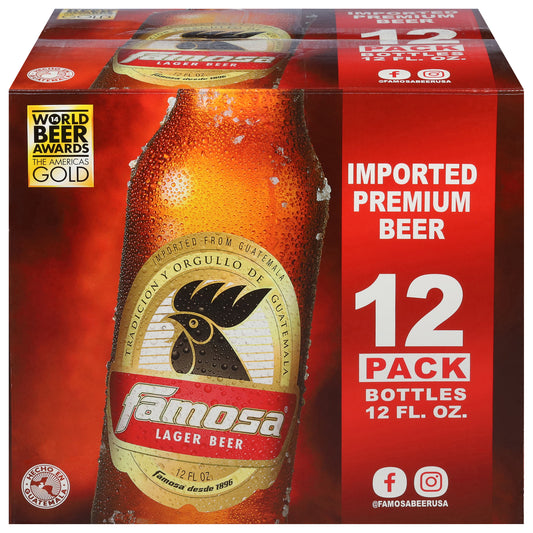 Cerveza Famosa Lager, paquete de 12 botellas de 12 onzas líquidas (355 ml)