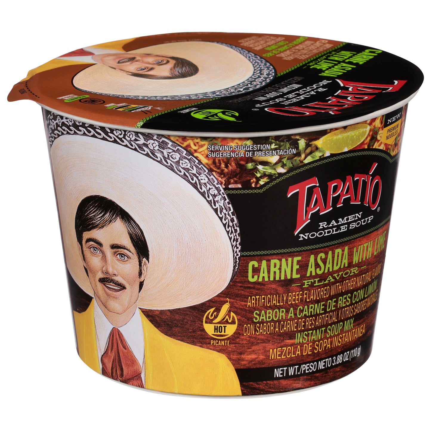 Sopa de fideos ramen Tapatío picante con carne asada y sabor a lima, 110 g