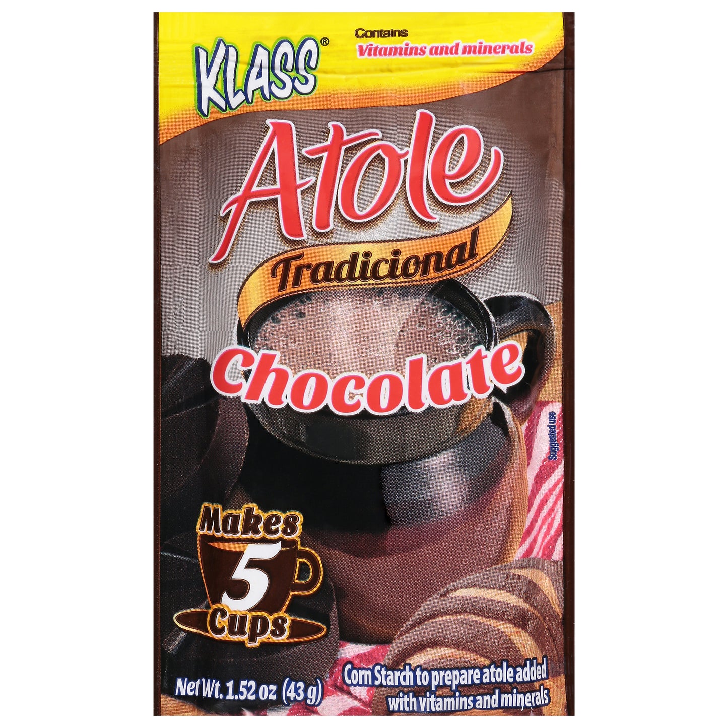 Mezcla para bebida de chocolate tradicional Klass Atole de 1.52 onzas