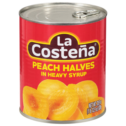 Mitades de melocotón La Costeña en almíbar espeso 28.9 oz