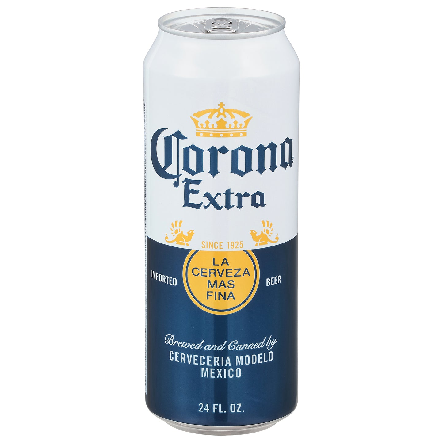 Cerveza Corona Extra Mexicana Lager, lata de 710 ml (24 onzas líquidas), 4,6 % de alcohol por volumen.