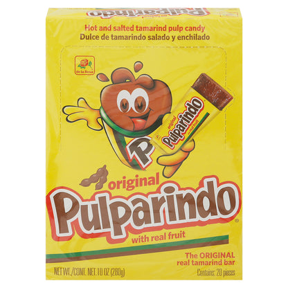 Barra de tamarindo original Pulparindo con fruta natural, 20 unidades