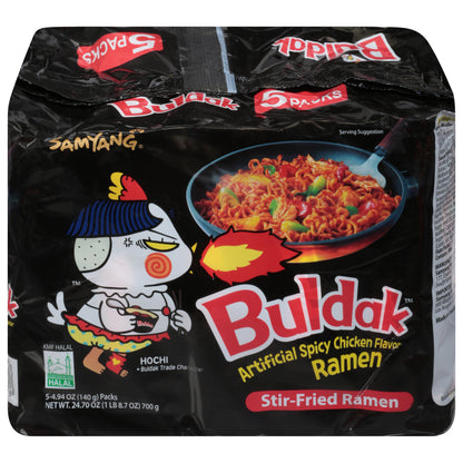 Samyang Buldak Ramen sabor pollo picante, 5 paquetes de 140 g (4,94 oz)