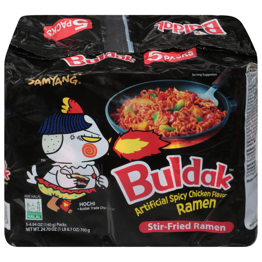 Samyang Buldak Ramen sabor pollo picante, 5 paquetes de 140 g (4,94 oz)