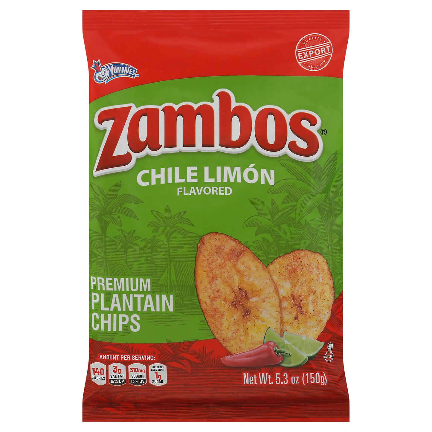 Zambos Yummies Chips de Plátano con Sabor a Chile Limón Suave Premium 5.3 oz