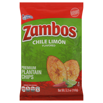 Zambos Yummies Chips de Plátano con Sabor a Chile Limón Suave Premium 5.3 oz