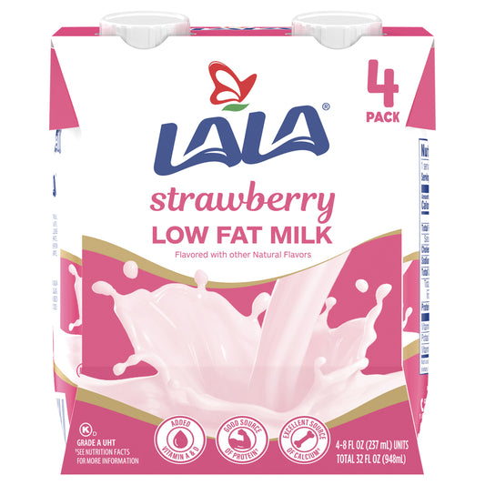 Leche de fresa baja en grasa Lala, paquetes de 4 a 8 onzas líquidas