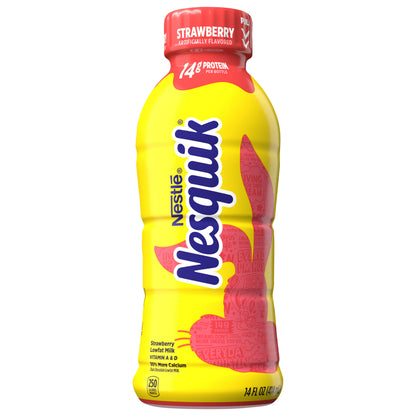 Leche baja en grasa con sabor a fresa Nesquik, lista para beber