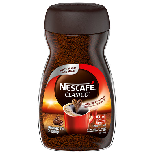 Café instantáneo tostado oscuro Nescafé Clásico 3.5 oz