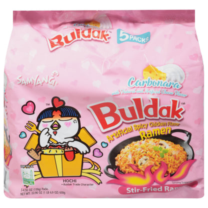 Ramen a la carbonara salteado Samyang Buldak, paquete de 5 unidades