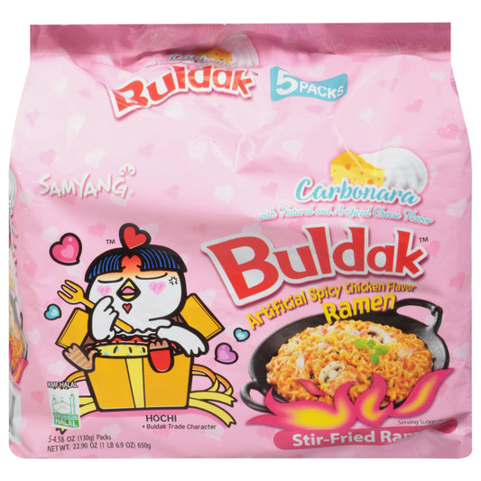 Ramen a la carbonara salteado Samyang Buldak, paquete de 5 unidades