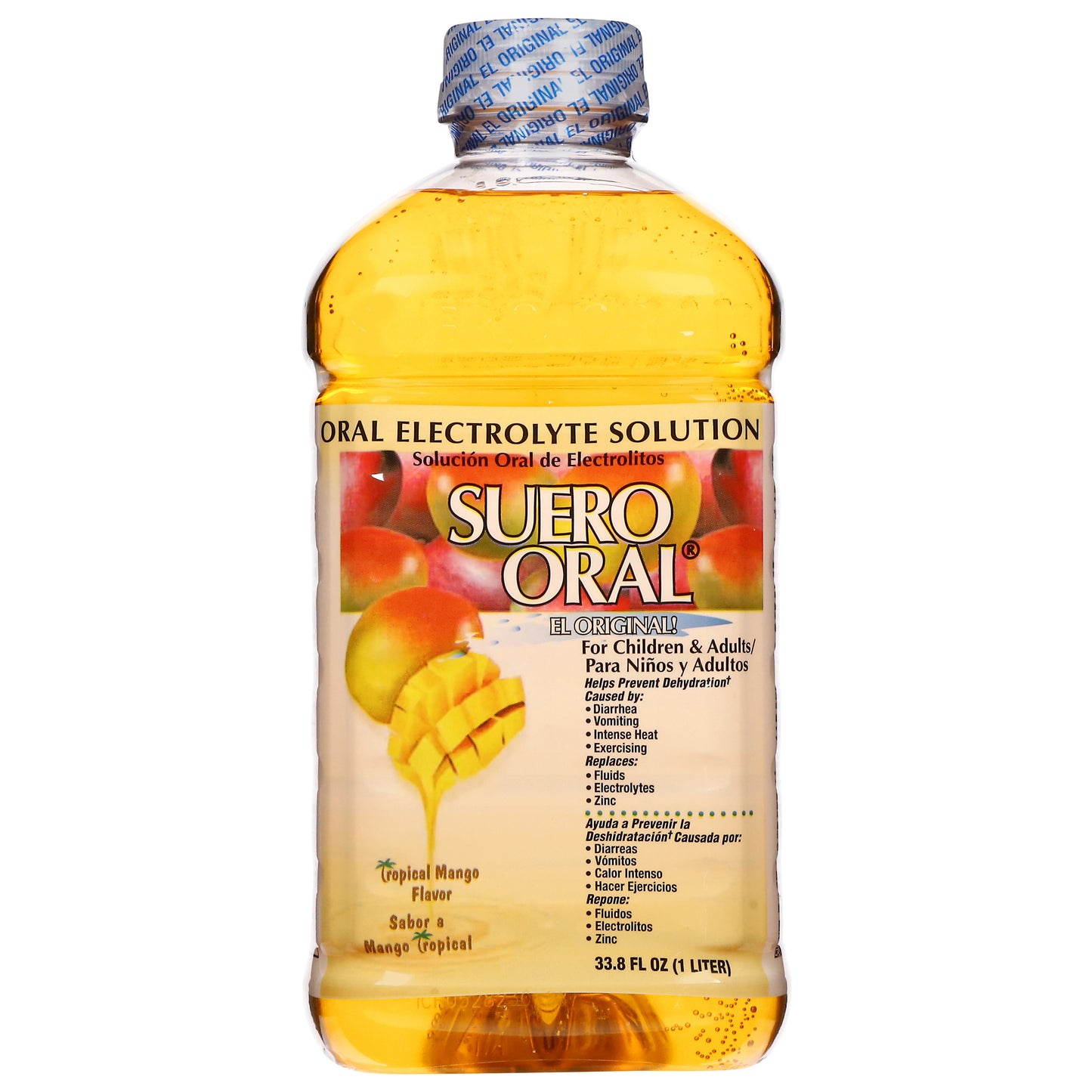 Solución electrolítica oral Suero Oral sabor mango tropical, 33.8 onzas líquidas