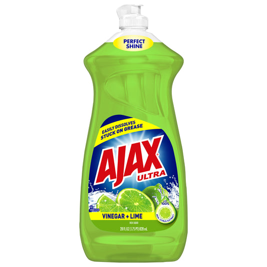 Jabón líquido para platos Ajax Ultra, vinagre y lima - 28 onzas líquidas.
