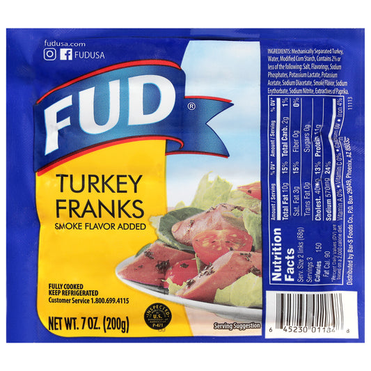 Salchichas de pavo FUD de 7 onzas
