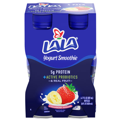 Batido de yogur de fresa y plátano LALA (paquete de 4)