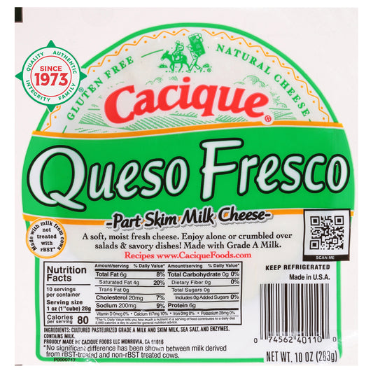 Cacique® Queso Fresco Queso con Leche SemiDescremada Paquete de 10 oz