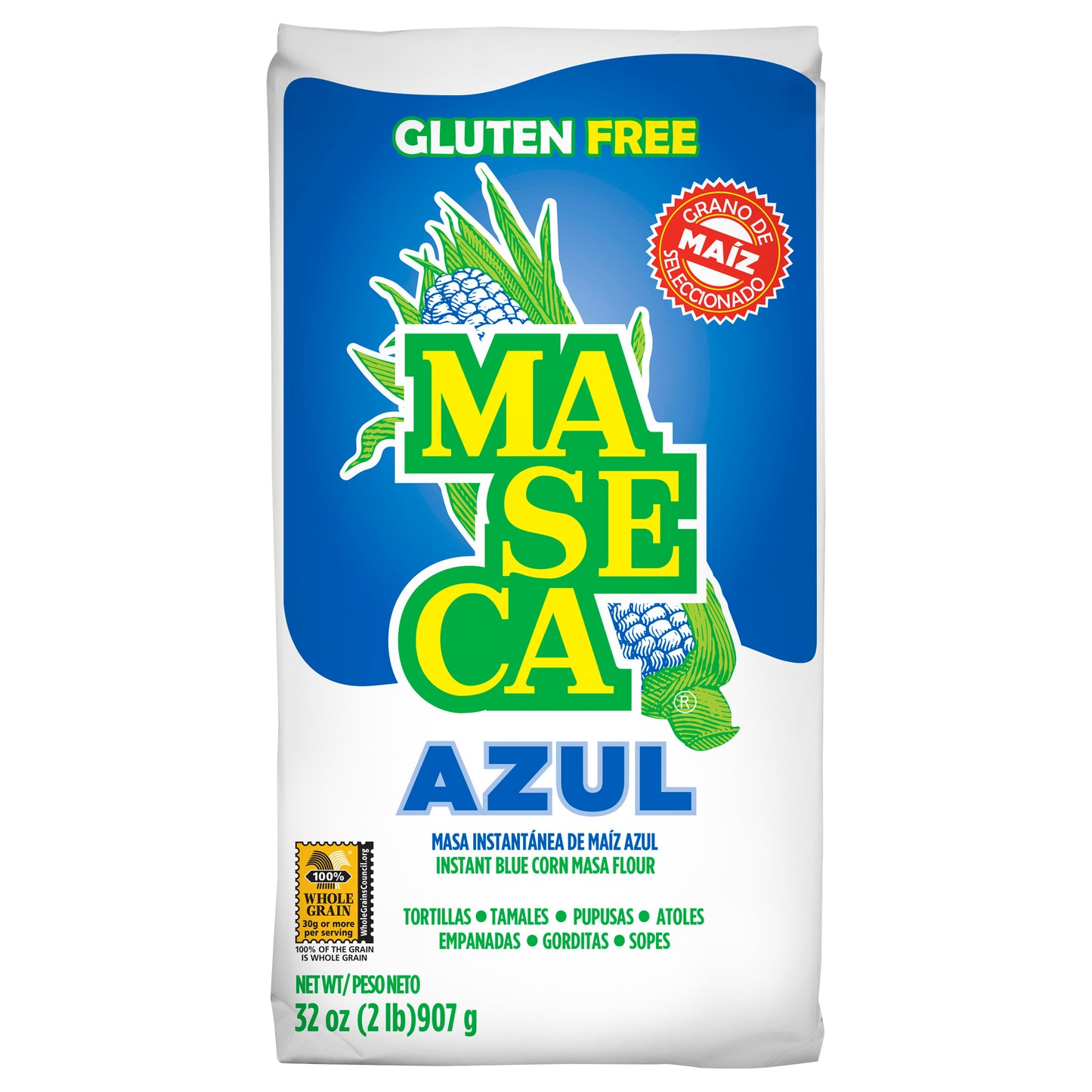 Harina de maíz instantánea MASECA azul, bolsa de 2 libras