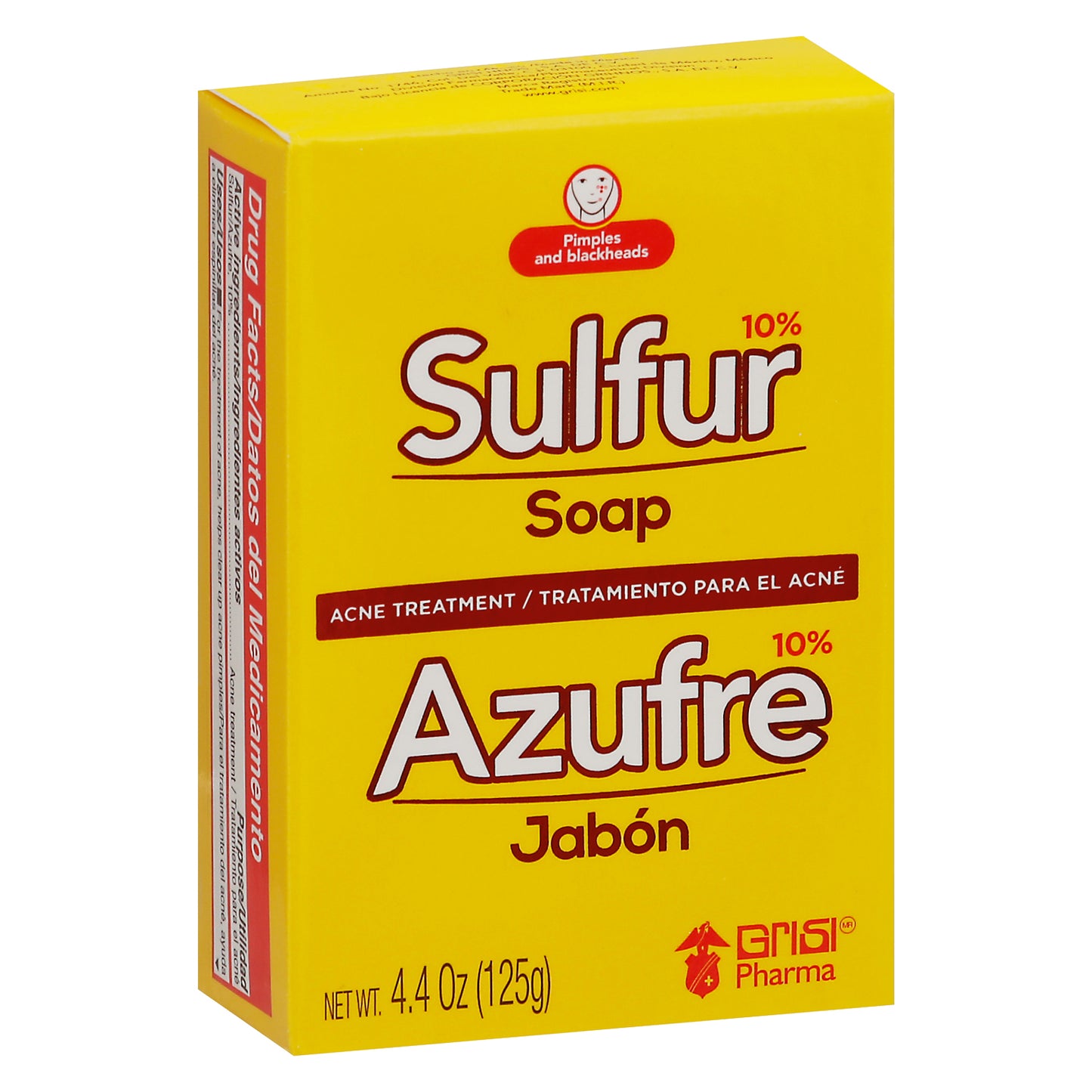 Jabón Grisi con 10% de azufre, caja de 125 g (4.4 oz)