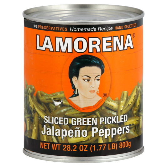 Pimientos jalapeños verdes encurtidos en rodajas La Morena de 28.2 onzas