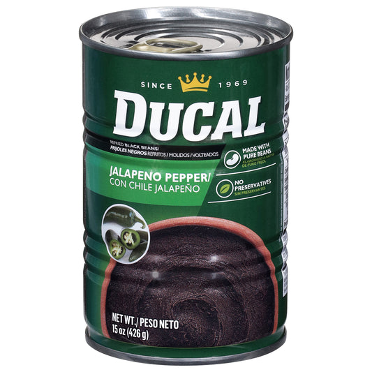 Ducal Refried Jalapeno Pepper Black Beans 15 oz