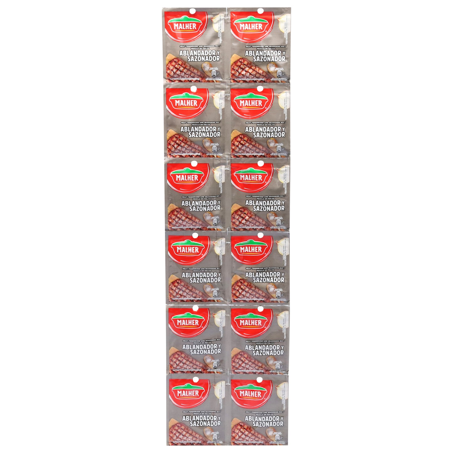 Mezcla para ablandar y sazonar carne Malher, 12 paquetes de 0.35 oz.