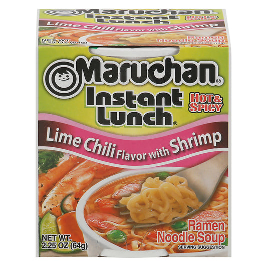 Sopa de fideos ramen Maruchan Instant Lunch sabor lima y chile picante con camarones (64 g)
