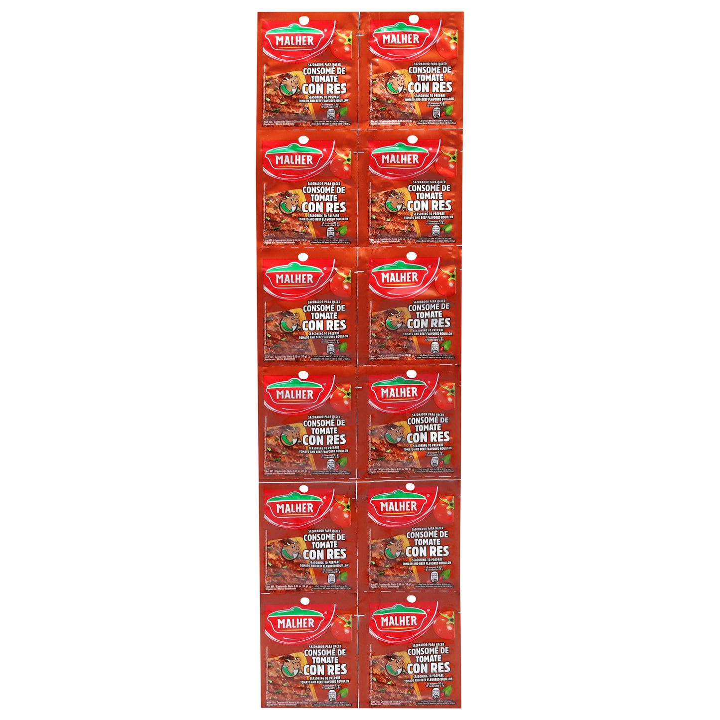 Caldo de tomate y carne Malher, 12 sobres de 0,35 oz.