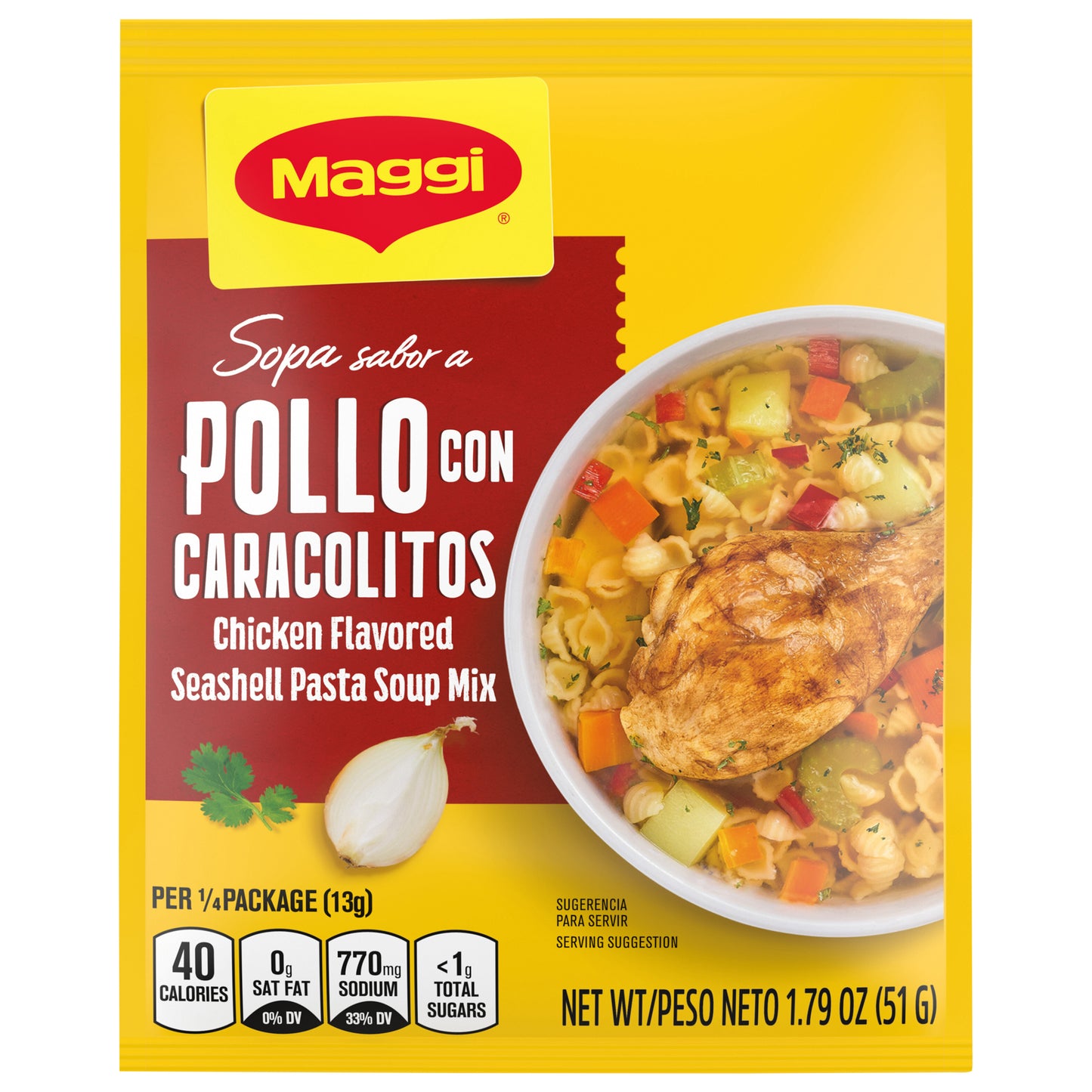 Sopa deshidratada MAGGI sabor pollo con conchas marinas 50,5 g