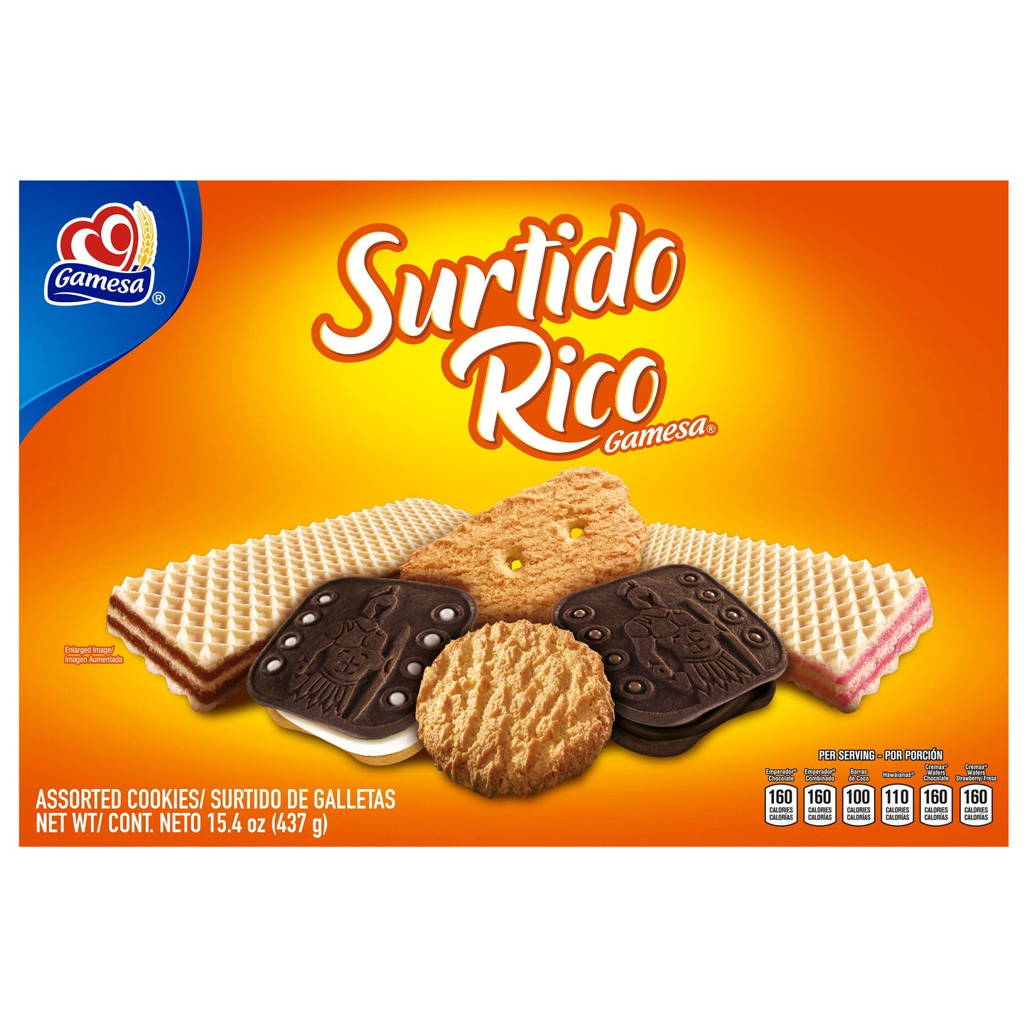 Galletas Gamesa Surtido Rico, paquete variado, caja de papel de 437 gramos (15.4 onzas).