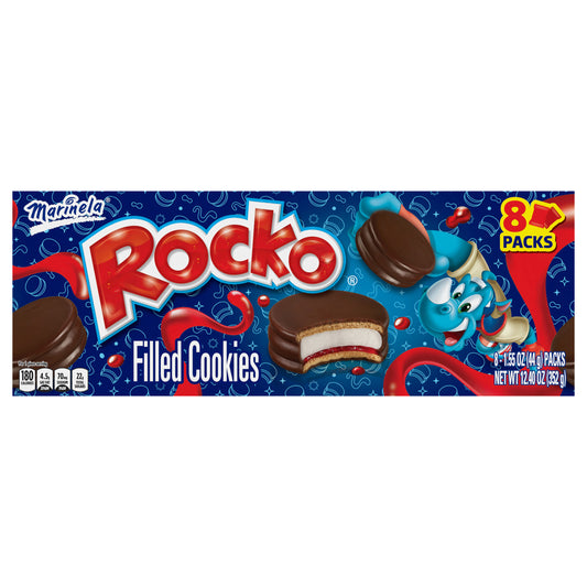 Marinela Rocko Strawberry and Marshmallow Filled Snack Cookies with Chocolate Coating, 8 count, 12.40 oz