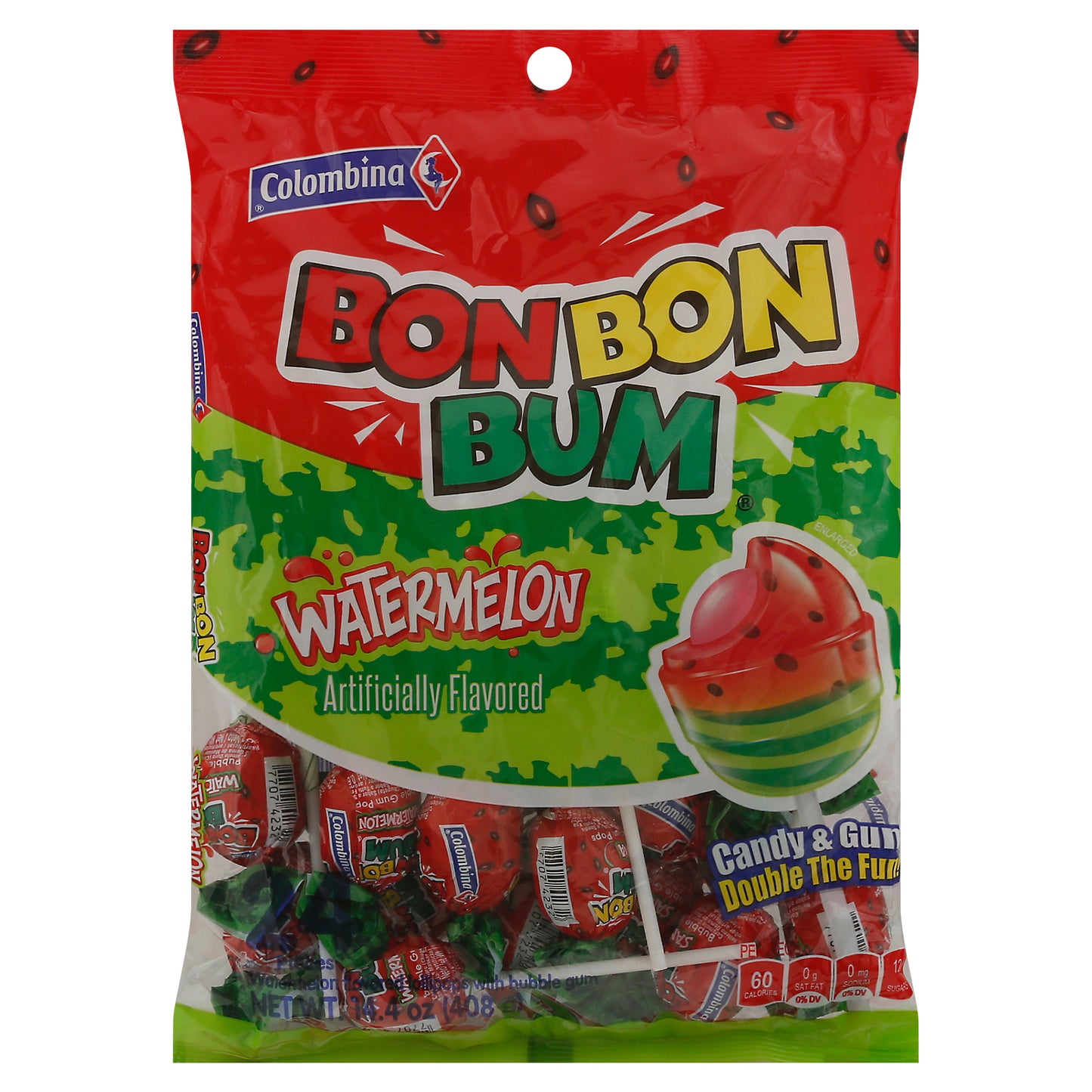 Paletas de chicle Colombina Bonbon Bum sabor sandía, 408 g
