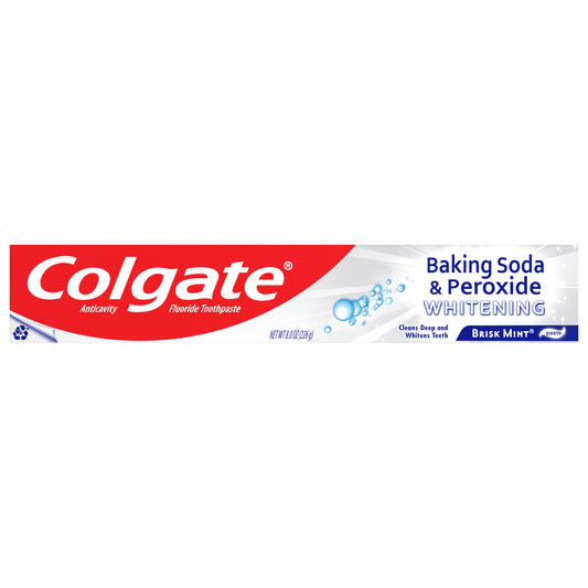 Pasta dental blanqueadora Colgate con bicarbonato de sodio y peróxido - 8 oz (paquete de 6)