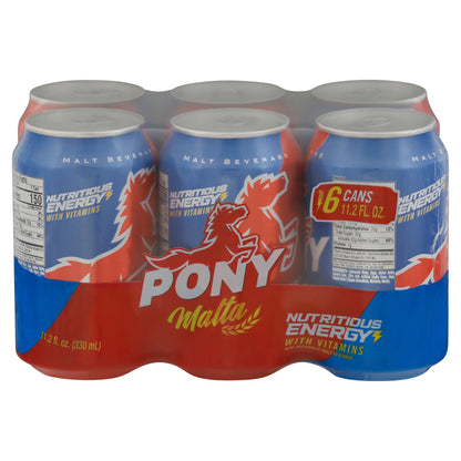 Pony Malta Non-Alcoholic Malt Beverage 6 - 11.2 fl oz Cans