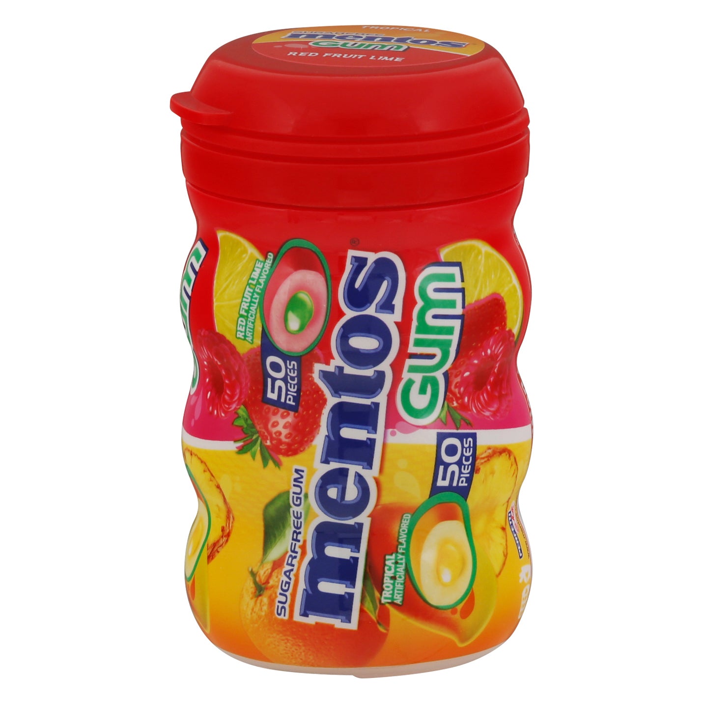 Mentos Sugar Free Red Fruit Lime Tropical Gum 50 Pieces