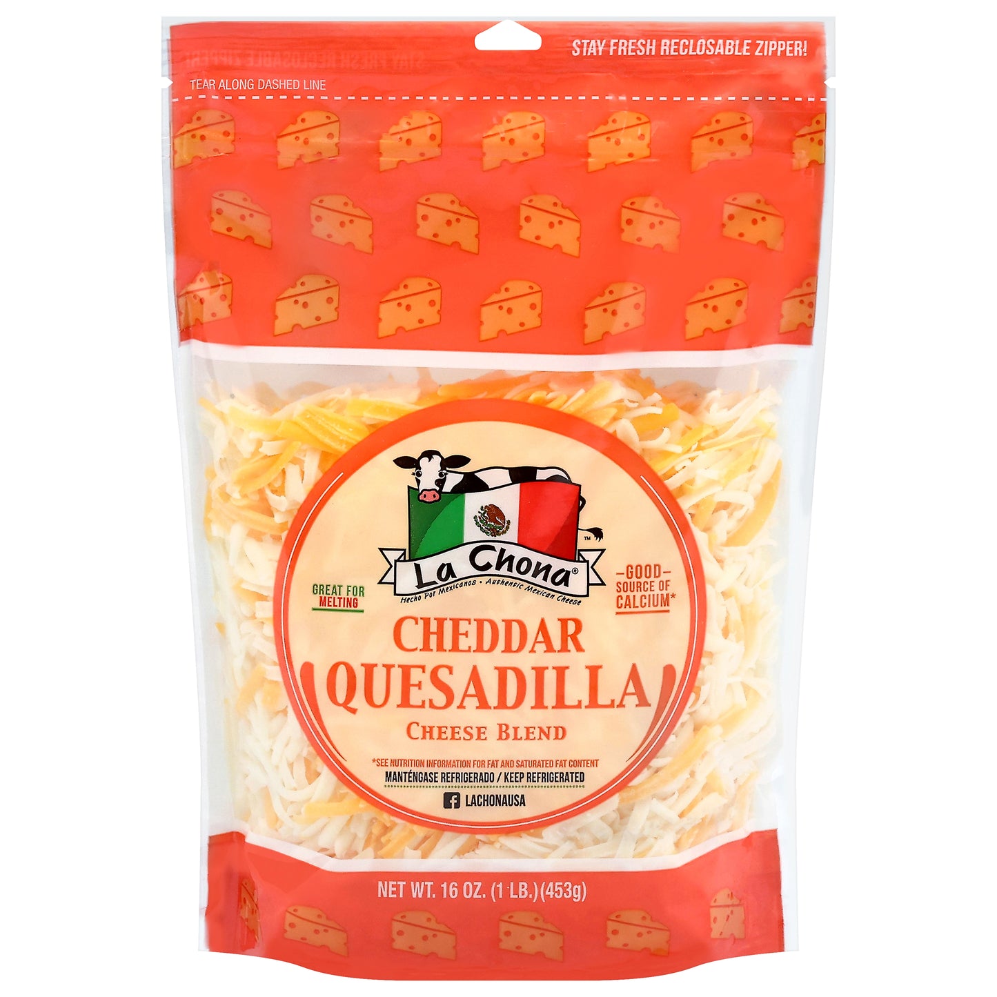 Mezcla de Queso Quesadilla Cheddar La Chona 16 oz