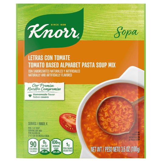 Mezcla para sopa de pasta con letras y base de tomate Knorr 3.5 oz