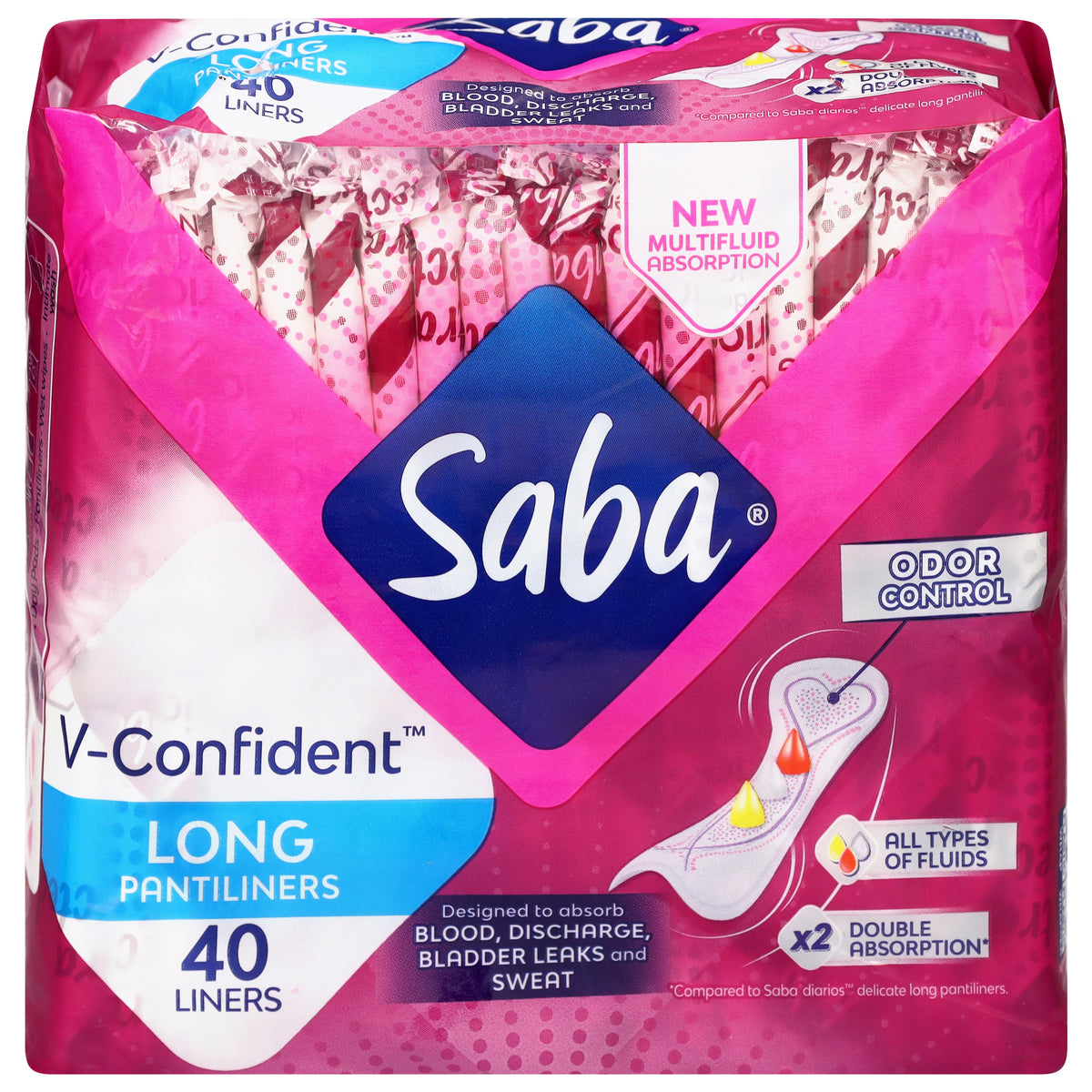 Saba V-Confident Long Pantyliners 40 Each