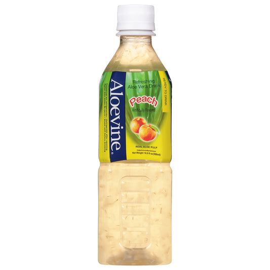 Bebida refrescante de aloe vera y durazno Aloevine, 16.9 onzas líquidas