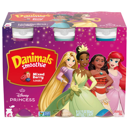 Danimals Smoothie Bebida Láctea de Frutos Rojos Mixtos Multi-Pack, 6 Unidades, Botellas de Smoothie de 3.1 OZ