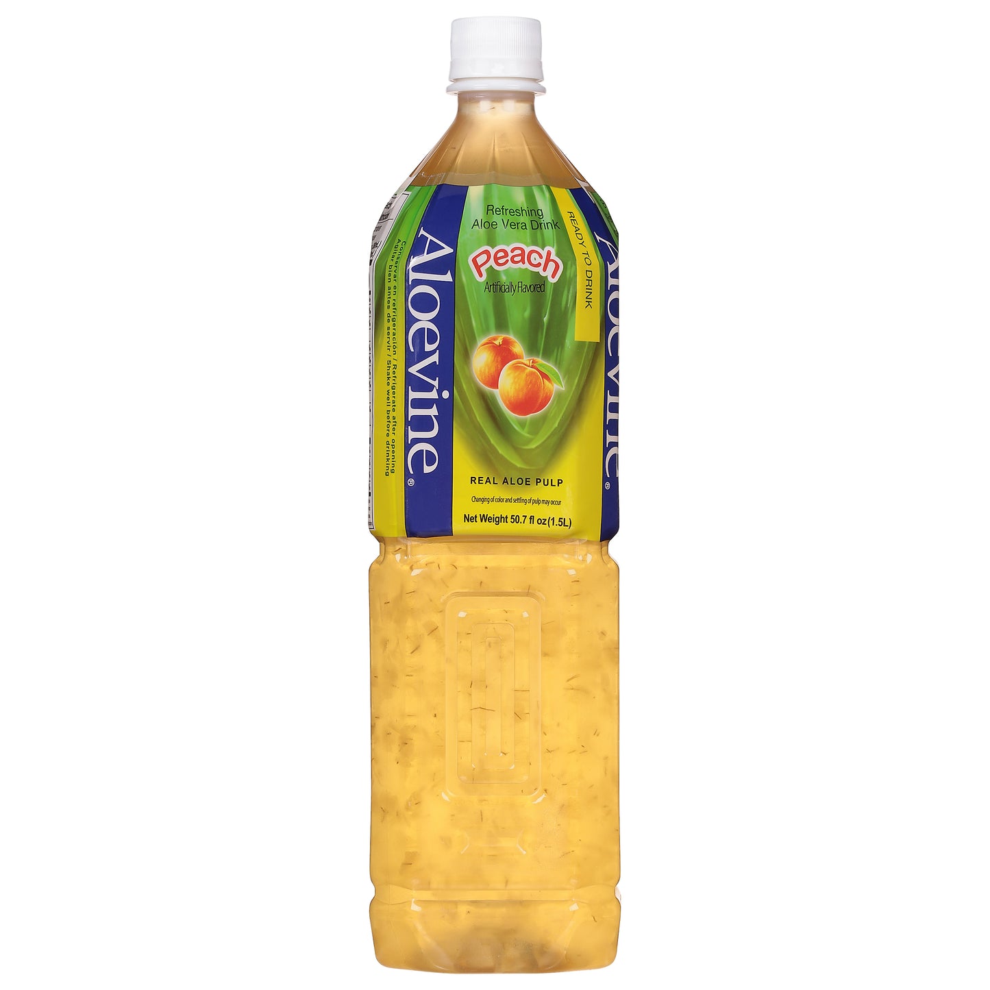 Bebida refrescante de aloe vera y durazno Aloevine de 50.7 onzas líquidas